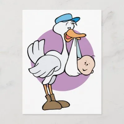  ... en la familia con esta cigüeña de la historieta y el pequeño bebé