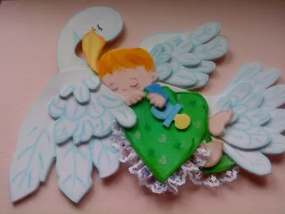 Cigueña niña en foami y patron - Imagui