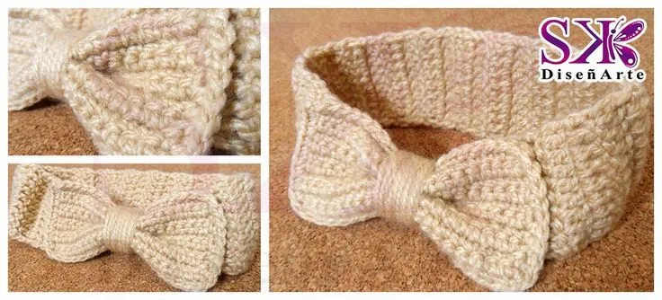 Cintillo de lazo para niña #crochet #ganchillo #beige Realiza tu ... Cintillo de lazo para niña #crochet #ganchillo #beige Realiza tu ...