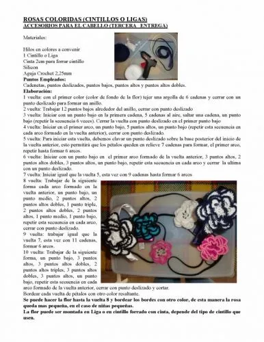 Documento Rosas a crochet en liga o en cintillo - grupos. Documento Rosas a crochet en liga o en cintillo - grupos.