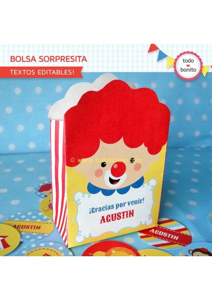 Circo niños: bolsa sorpresita para imprimir - Todo Bonito