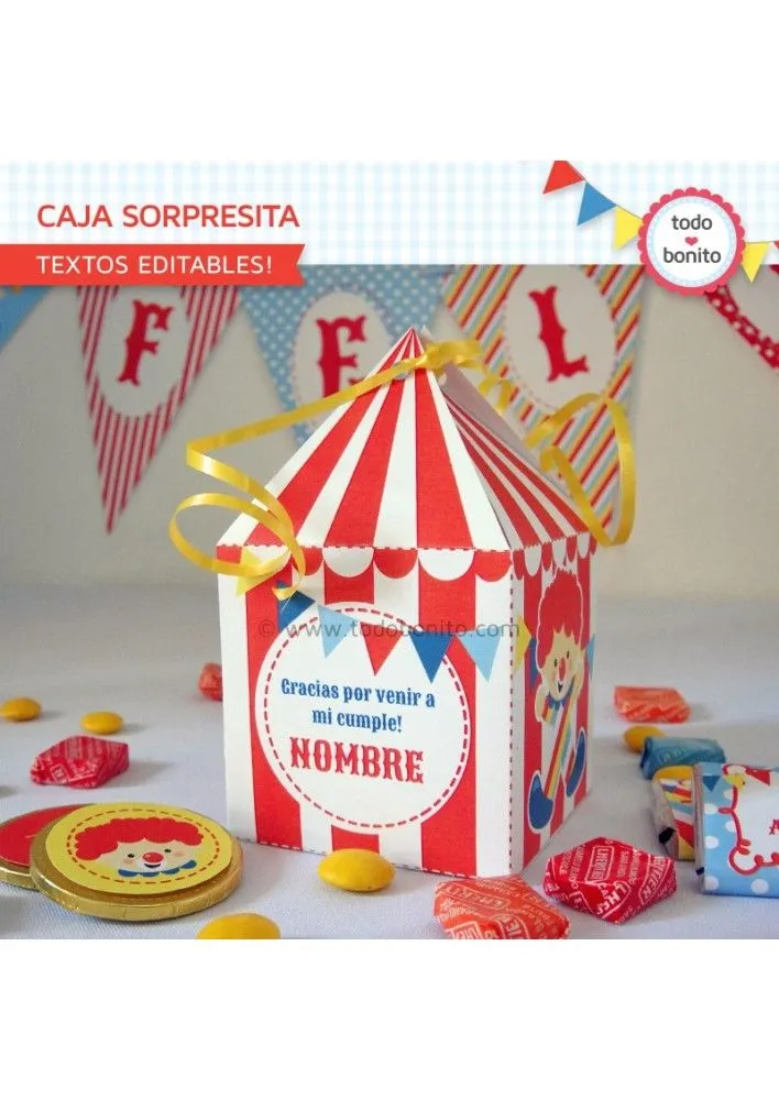 Circo niños: cajita sorpresita para imprimir - Todo Bonito Circo niños: cajita sorpresita para imprimir - Todo Bonito
