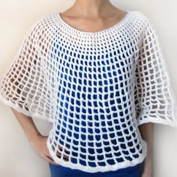 Circular Mesh Poncho PDF Crochet Pattern by CrochetSpotPatterns