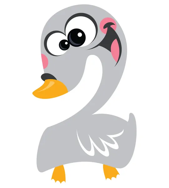Cisne número 2 caricatura sonriente cara — Vector stock ...