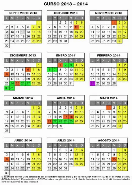 Recursos Educativos de Primaria: CALENDARIO ESCOLAR 2013-2014 EN ... Recursos Educativos de Primaria: CALENDARIO ESCOLAR 2013-2014 EN ...
