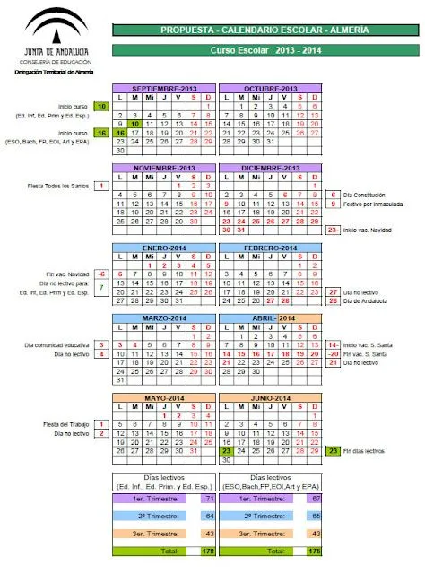Recursos Educativos de Primaria: CALENDARIO ESCOLAR 2013-2014 EN ...
