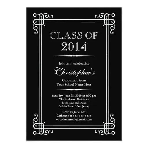 Clase elegante formal de la fiesta de graduación invitación 5" x 7 ... Clase elegante formal de la fiesta de graduación invitación 5" x 7 ...