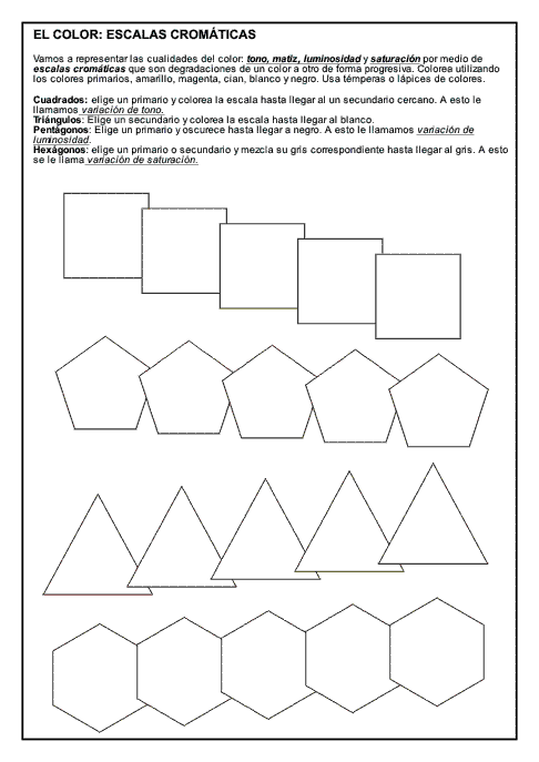 En la clase de Plástica: Fichas para 3º de ESO. Color y textura