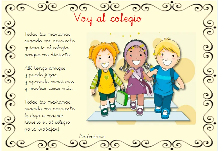 NUESTRA CLASE : Poesía: Voy al colegio