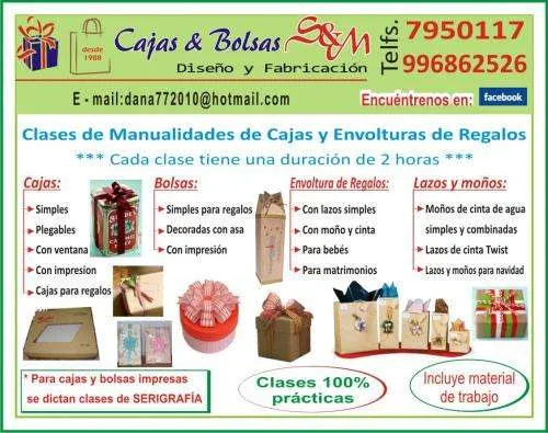 Clases de manualidades de cajas y envolturas de regalos - Lima ...