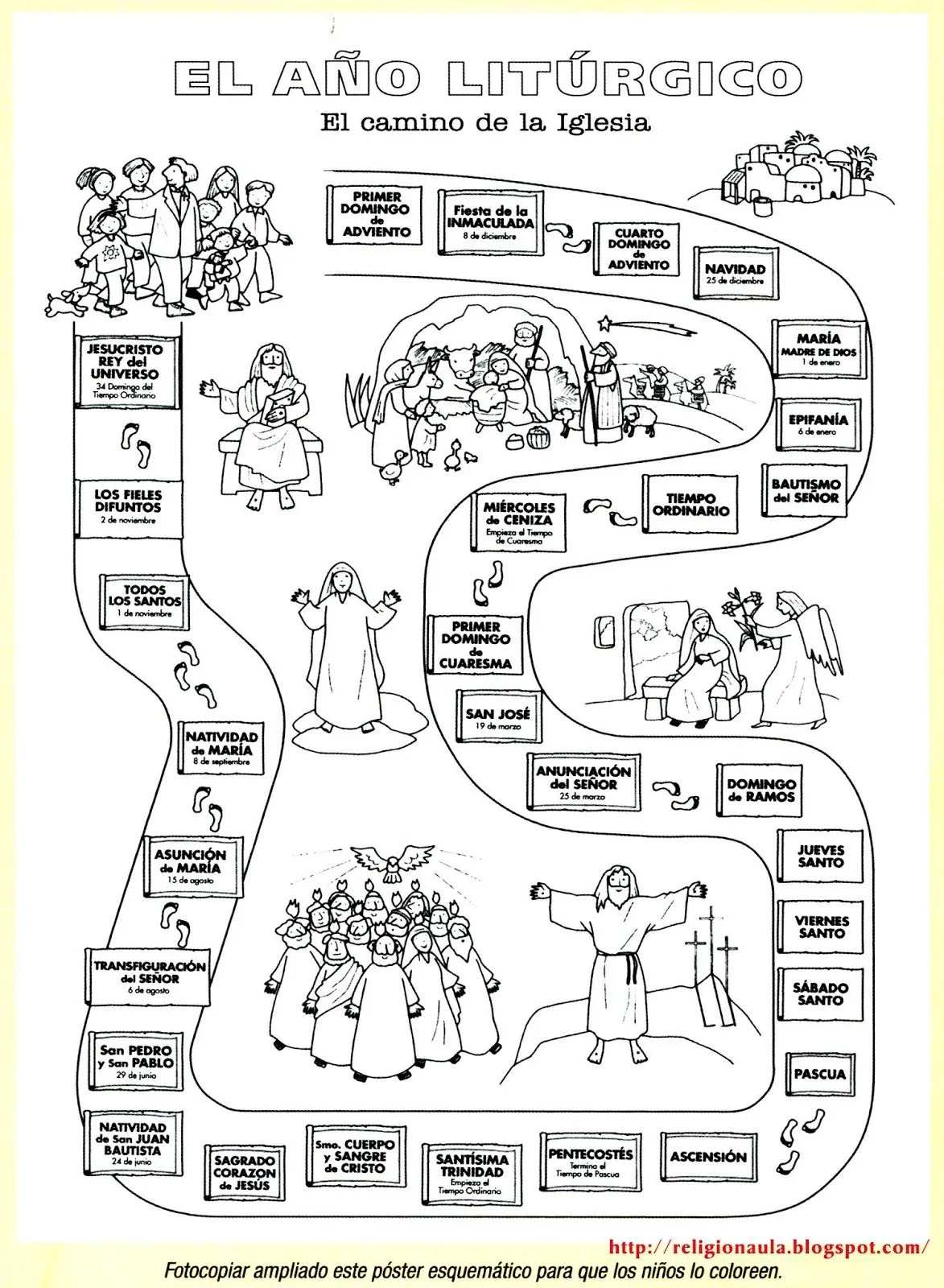 Clases de Religión Católica: El año litúrgico imagen para pintar Clases de Religión Católica: El año litúrgico imagen para pintar