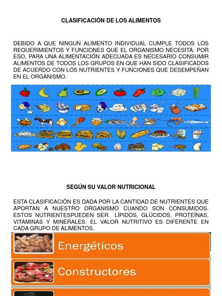 Clasificacion de Los Alimentos | PDF | Alimentos | Nutrición Clasificacion de Los Alimentos | PDF | Alimentos | Nutrición