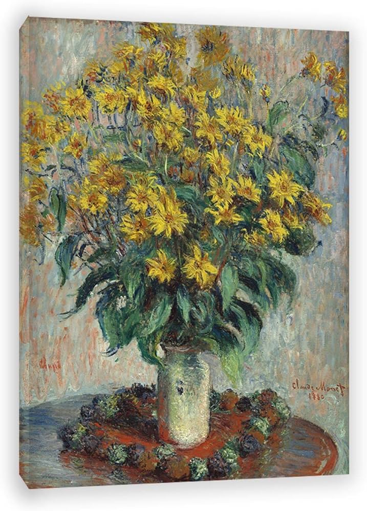 Claude Monet Cuadros. Pinturas famosas del impresionismo: flores de alcachofa de Jerusalén. Impresión de lienzo de reproducción. Arte de pared para sala de estar 21x30cm(8x11.7 Claude Monet Cuadros. Pinturas famosas del impresionismo: flores de alcachofa de Jerusalén. Impresión de lienzo de reproducción. Arte de pared para sala de estar 21x30cm(8x11.7