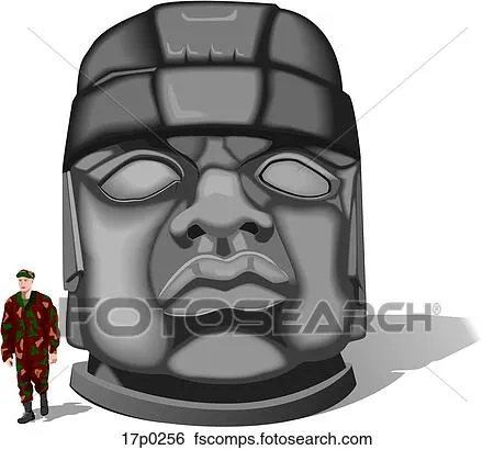 Clip Art - cabeza olmeca 1 17p0256 - Buscar Clip Art ...