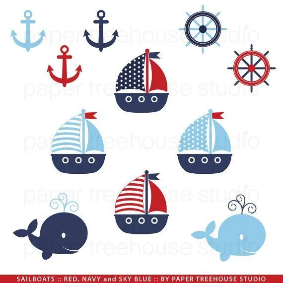 Clip Art Set - Sailboats, Anchors and Whales - Red, Blue and Navy ... Clip Art Set - Sailboats, Anchors and Whales - Red, Blue and Navy ...