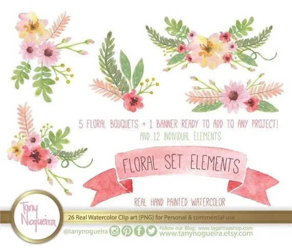 Clipart acuarela png Flores Marcos Orillas Fondos por TanyNogueira