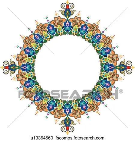 Clipart - azul, verde, púrpura, y, amarillo, redondo, arabesco ...