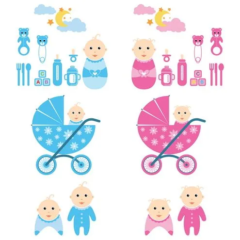 Baby time vector selection including, baby boy and baby girl, baby ...