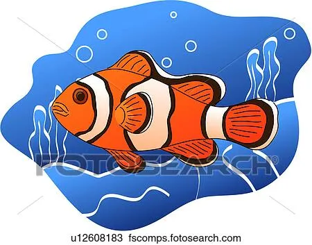 Clipart - mar, pez, payaso, anemonefish, algas marinas, mar, peces ...