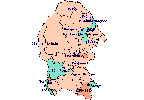 Mapa de coahuila con municipios - Imagui