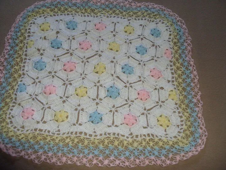 Esta es una cobija de bebe para ambos sexos hecha a crochet con ...