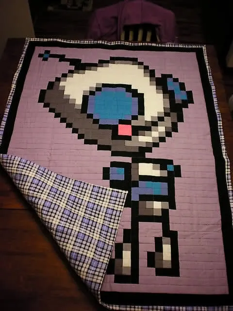Cobija de GIR pixelado DIY | La Guarida Geek Cobija de GIR pixelado DIY | La Guarida Geek