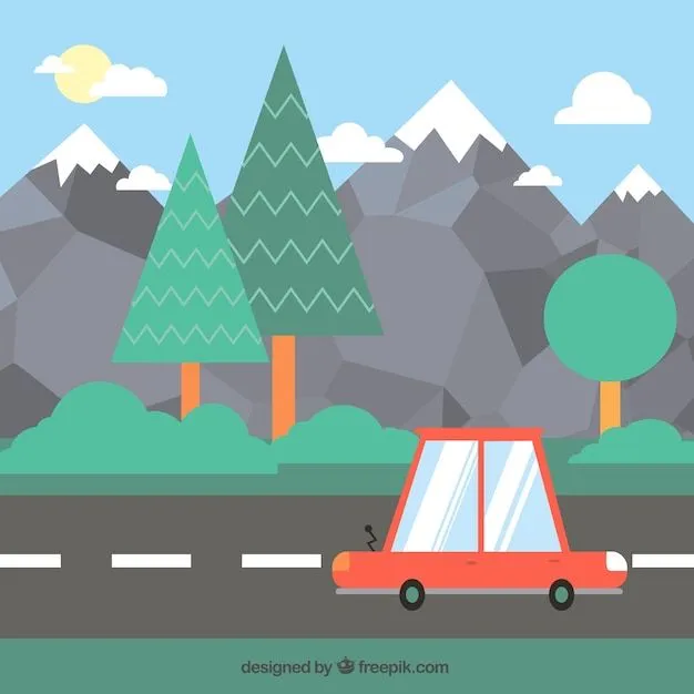 coche de dibujos animados en la carretera | Descargar Vectores gratis coche de dibujos animados en la carretera | Descargar Vectores gratis