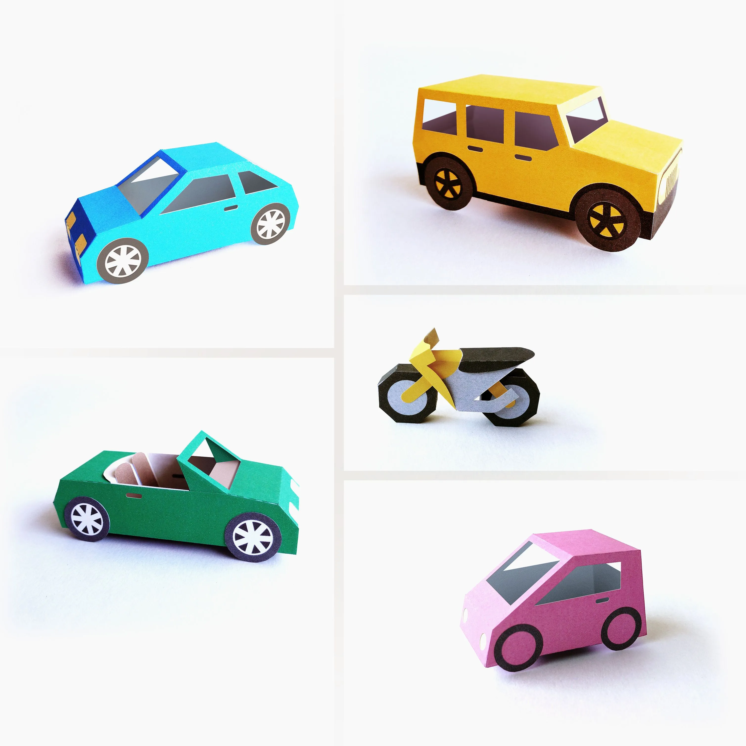 Coches y motos - Plantillas Cricut SVG de juguetes de papel