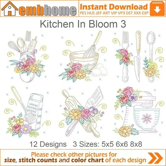 Cocina en flor Máquina Bordado Diseños Descarga instantánea - Etsy México Cocina en flor Máquina Bordado Diseños Descarga instantánea - Etsy México
