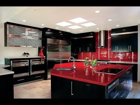 Cocinas modernas de color rojo, con isla, americanas, con ... Cocinas modernas de color rojo, con isla, americanas, con ...