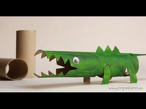 Cocodrilo: Manualidades con rollos papel higiénico - YouTube Cocodrilo: Manualidades con rollos papel higiénico - YouTube