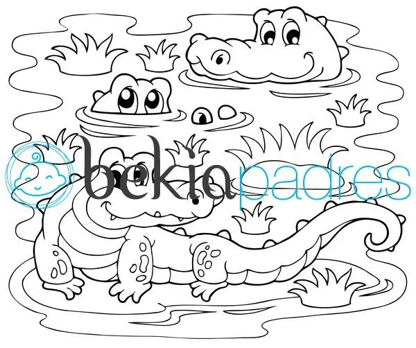 Cocodrilos en el lago: dibujo para colorear Cocodrilos en el lago: dibujo para colorear