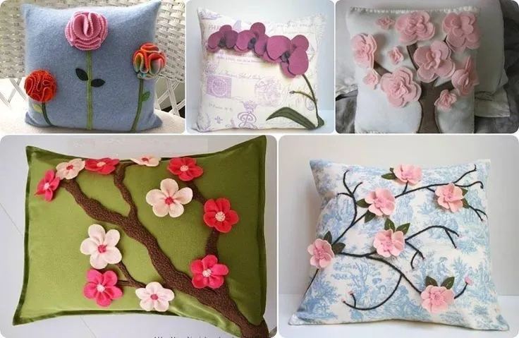 Cojines decorados con fieltro. | Proyectos que debo intentar ... Cojines decorados con fieltro. | Proyectos que debo intentar ...