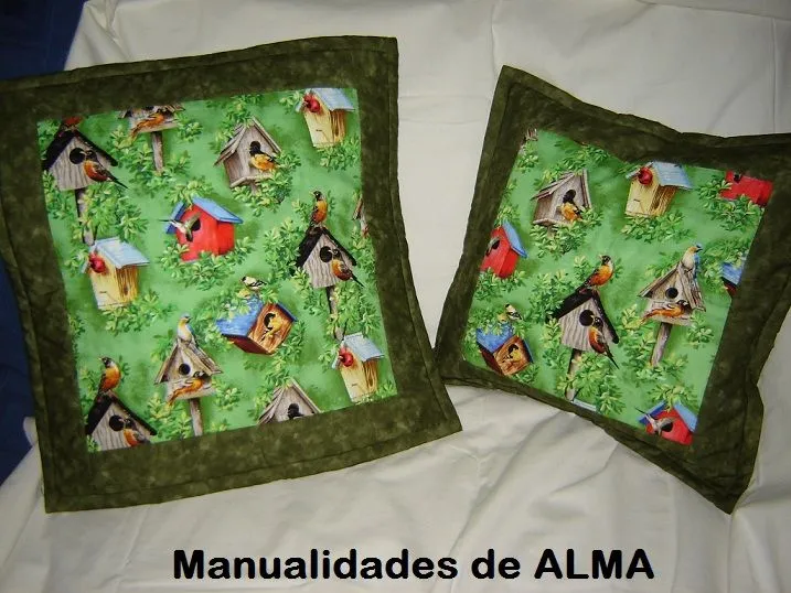 Cojines Pajaros Patchwork | Stock Manualidades de Alma Cojines Pajaros Patchwork | Stock Manualidades de Alma
