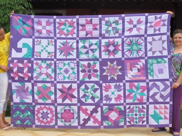 Colcha com 35 blocos de várias técnicas de patchwork para a Sophia ...