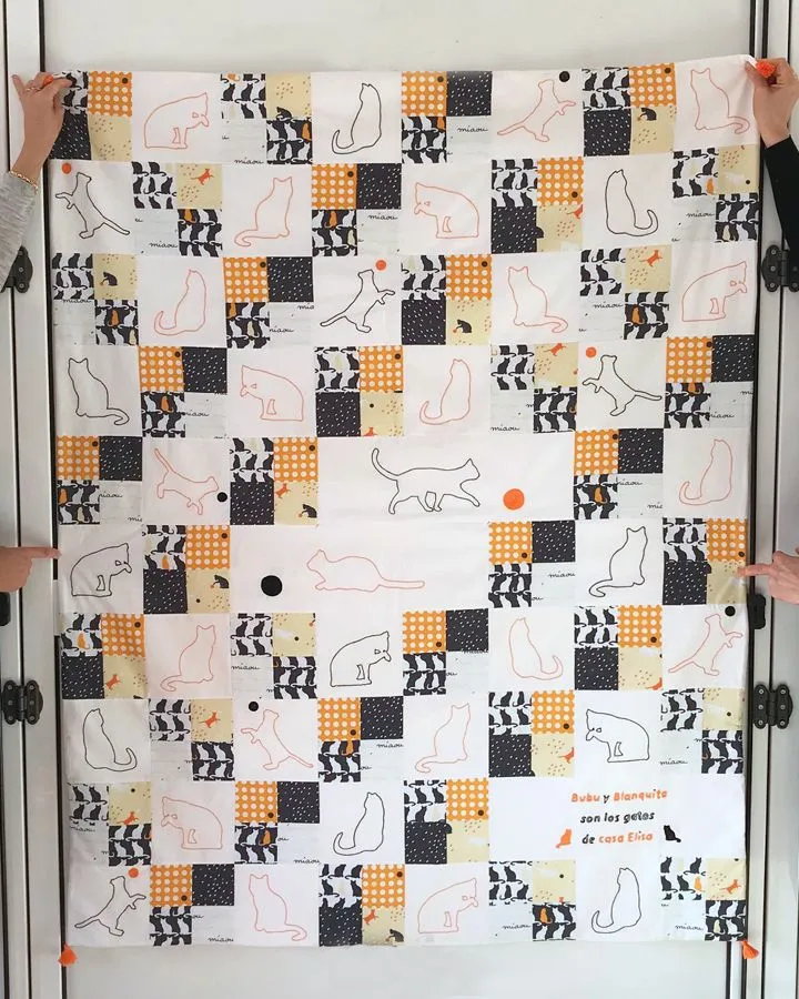 Colcha de patchwork con gatos personalizada - Fibra Creativa Modern Quilts  & Patchwork