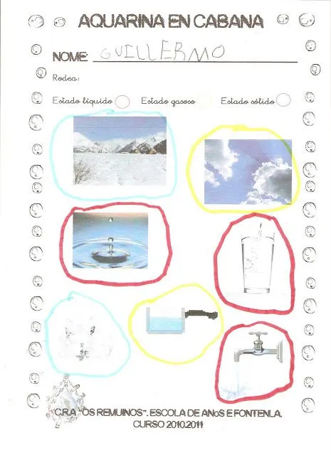 Cole de colores: Actividades impresas de los estados del agua Cole de colores: Actividades impresas de los estados del agua