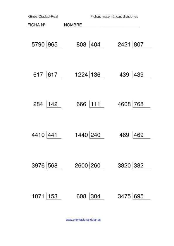 Coleccion 1000 fichas de Divisiones exactas numero CUATRO cifras ... Coleccion 1000 fichas de Divisiones exactas numero CUATRO cifras ...