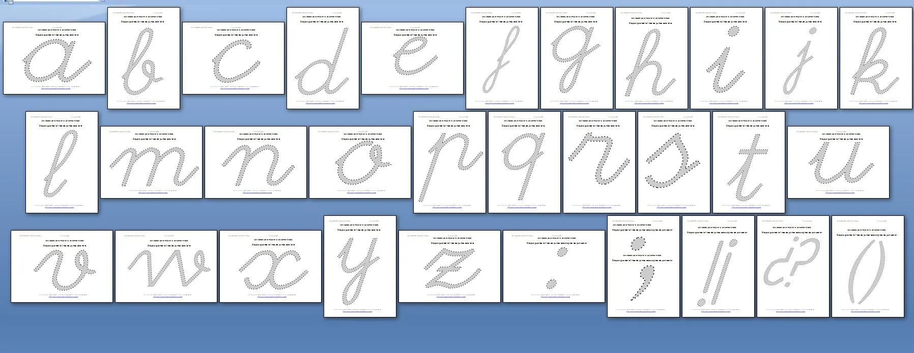 Nueva colección de abecedarios punteados script y cursiva