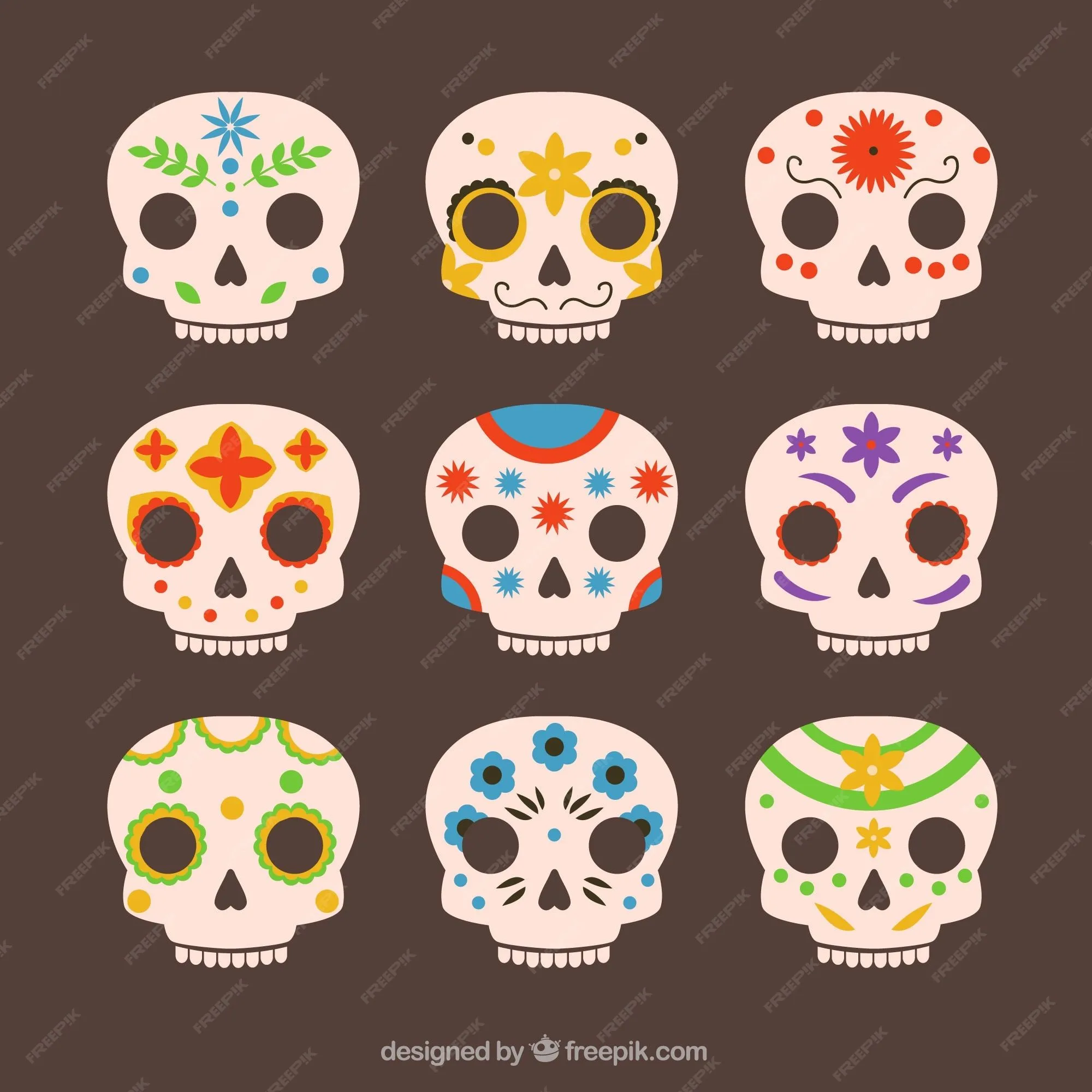 Colección de bonitas calaveras mexicanas | Vector Gratis Colección de bonitas calaveras mexicanas | Vector Gratis
