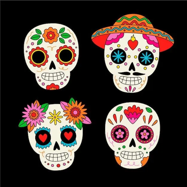 Colección calaveras dia de muertos dibujadas a mano | Vector Gratis
