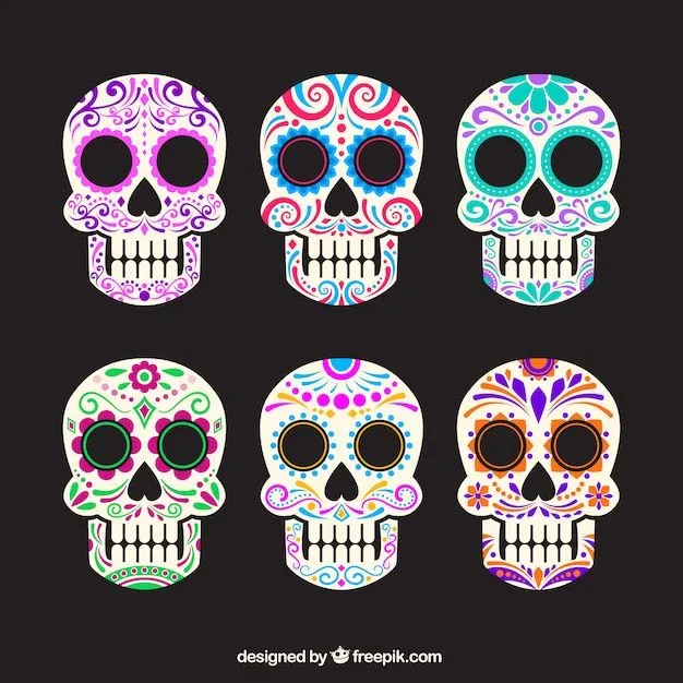 Colección de coloridas calaveras de azúcar | Descargar Vectores gratis Colección de coloridas calaveras de azúcar | Descargar Vectores gratis