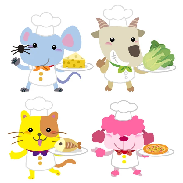 Colección de dibujos animados lindo animal cocinero — Vector stock ... Colección de dibujos animados lindo animal cocinero — Vector stock ...