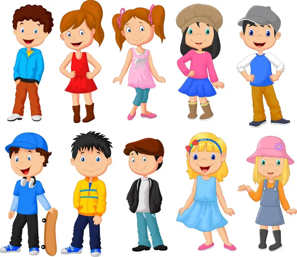 Colección de dibujos animados los niños lindos — Vector stock ... Colección de dibujos animados los niños lindos — Vector stock ...