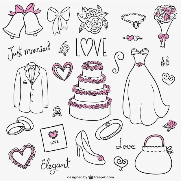 Colección de dibujos de boda | Descargar Vectores gratis