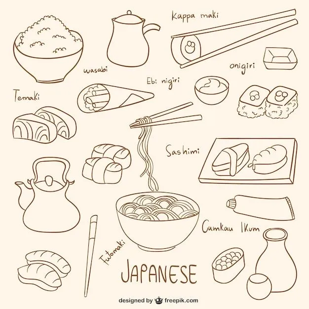 Colección de dibujos de comida japonesa | Descargar Vectores gratis Colección de dibujos de comida japonesa | Descargar Vectores gratis