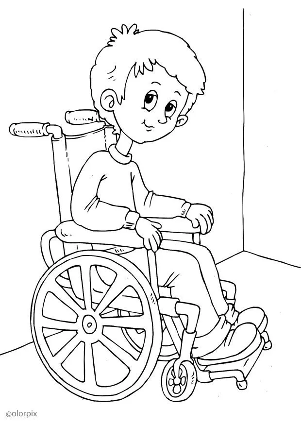 Mi colección de dibujos: Dibujos de niños discapacitados para colorear Mi colección de dibujos: Dibujos de niños discapacitados para colorear