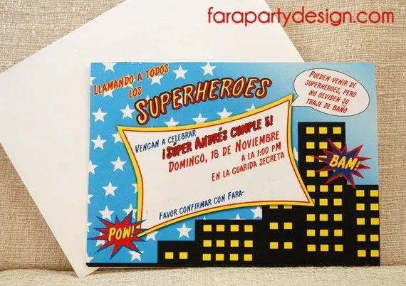 Colección de Fiesta de Superhéroes Invitación por FaraPartyDesign Colección de Fiesta de Superhéroes Invitación por FaraPartyDesign