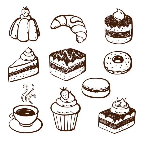 Colección de garabatos de pasteles y repostería — Vector stock ... Colección de garabatos de pasteles y repostería — Vector stock ...