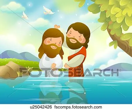 Colección de ilustraciones - bautismo jesucristo, por, san juan ...